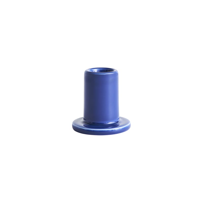 Décoration - Bougeoirs, photophores - Bougeoir Tube Small céramique bleu / H 5 cm - Hay - Bleu - Faïence