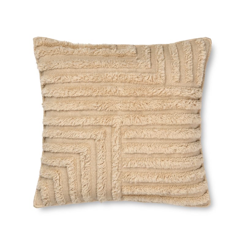 Dekoration - Kissen - Kissen Crease Wool textil beige / 50 x 50 cm - Handgewebte, handgetuftete Wolle - Ferm Living - 50 x 50 cm / sandfarben -  Duvet,  Plumes, Wolle
