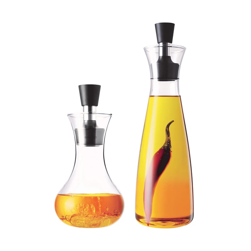 Table et cuisine - Sel, poivre et huile - Set  verre transparent Huilier-vinaigrier + Shaker à vinaigrette / Système Stoppe-goutte - Eva Solo - Transparent - Acier inoxydable, Silicone, Verre borosilicaté