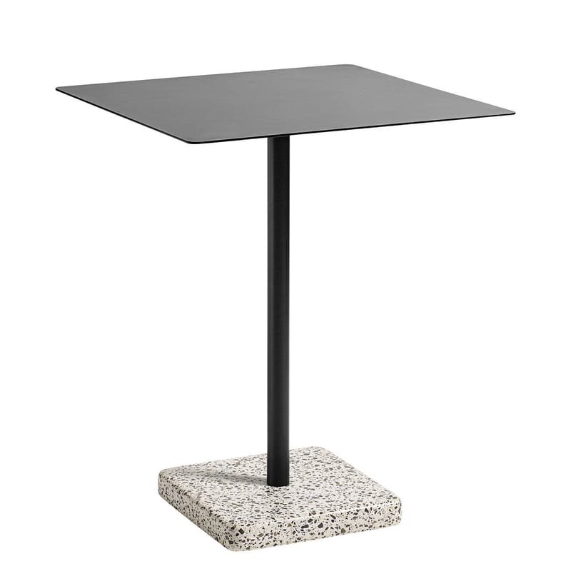Outdoor - Garden Tables - Terrazzo Square table metal stone black 60 x 60 cm - Hay - Charcoal / Grey base - Epoxy lacquered steel, Terrazzo
