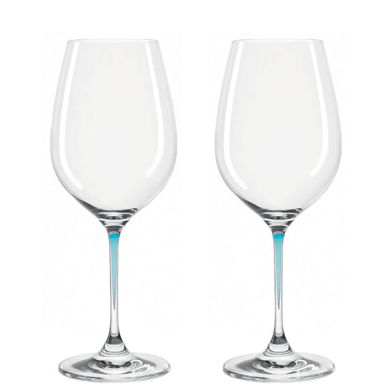 Table et cuisine - Verres  - Verre à vin La Perla verre bleu transparent / Set de 2 - Leonardo - Bleu - Verre Teqton®