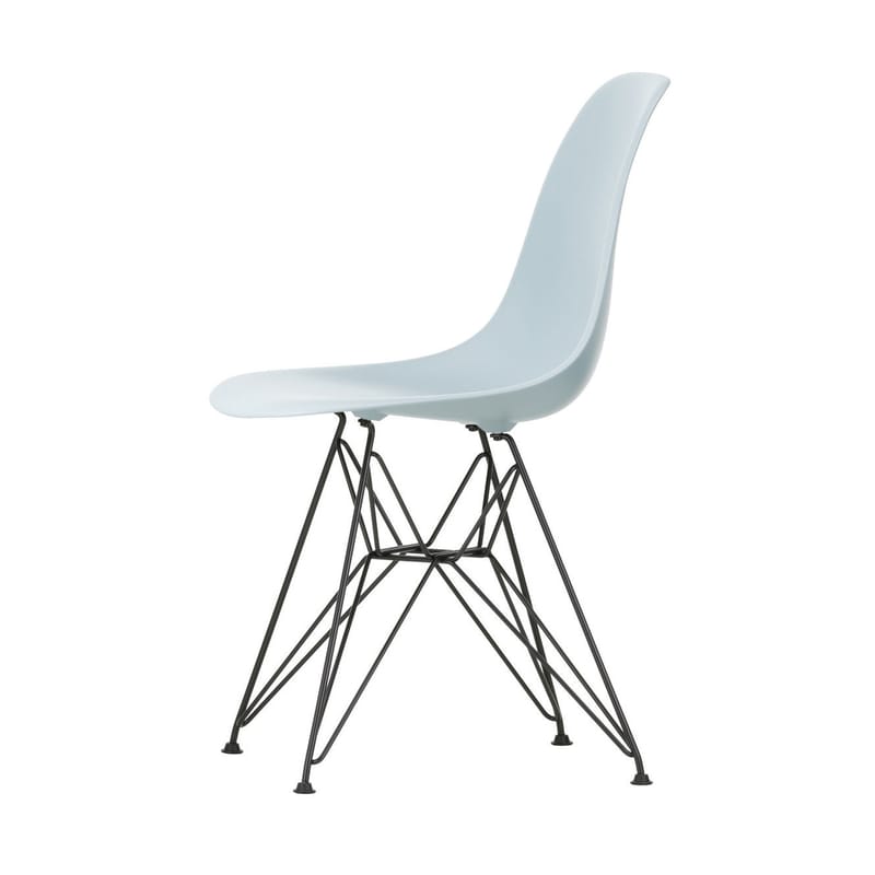 Mobilier - Chaises, fauteuils de salle à manger - Chaise DSR - Eames Plastic Side Chair plastique bleu gris / (1950) - Pieds noirs - Vitra - Gris bleuté / Pieds noirs - Acier laqué époxy, Polypropylène