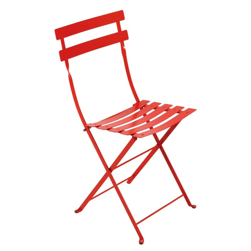Mobilier - Chaises, fauteuils de salle à manger - Chaise pliante Bistro métal rouge - Fermob - Coquelicot - Acier laqué