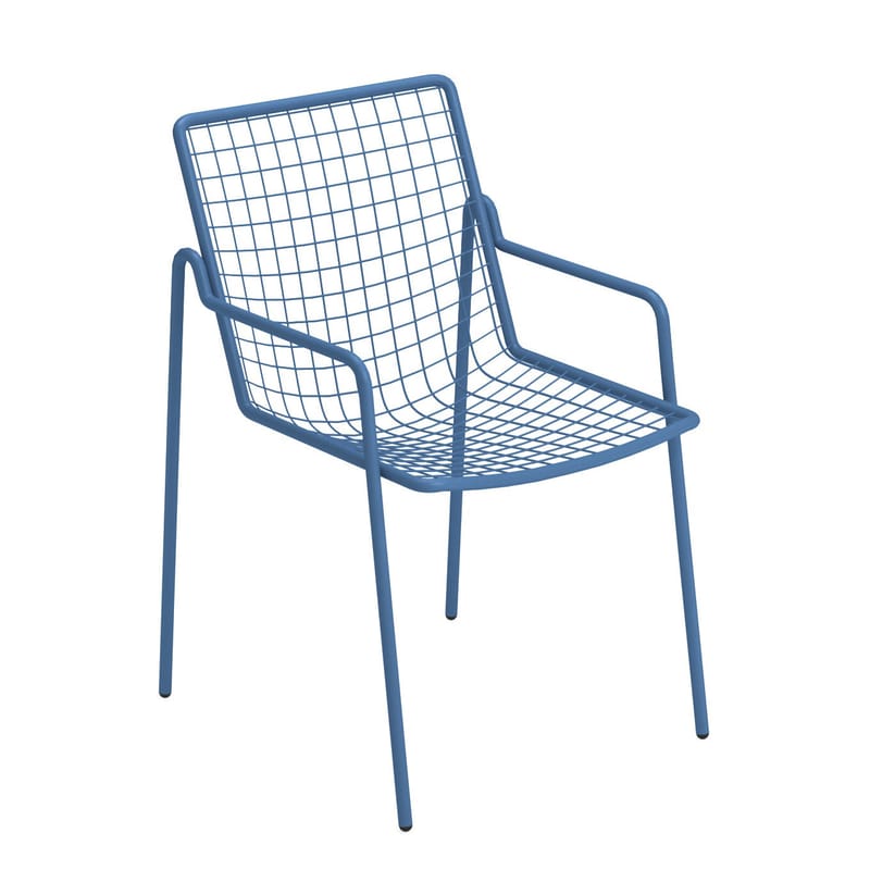 Mobilier - Chaises, fauteuils de salle à manger - Fauteuil empilable Rio R50 métal bleu - Emu - Bleu - Acier
