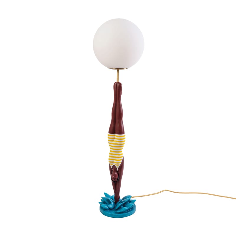Luminaire - Lampes de table - Lampe de table Diver verre multicolore / H 94 cm - Seletti - Maillot jaune - Métal, Résine, Verre