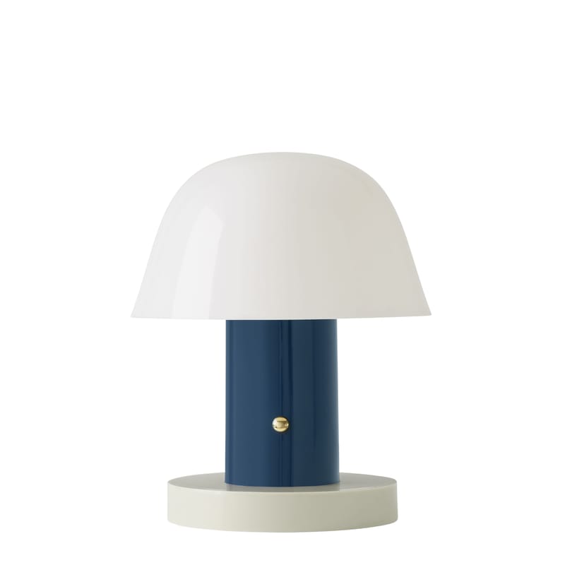 Luminaire - Lampes de table - Lampe sans fil rechargeable Setago  JH27 plastique bleu / by Jaime Hayon - &tradition - Bleu Crépuscule / Base sable - Polycarbonate moulé