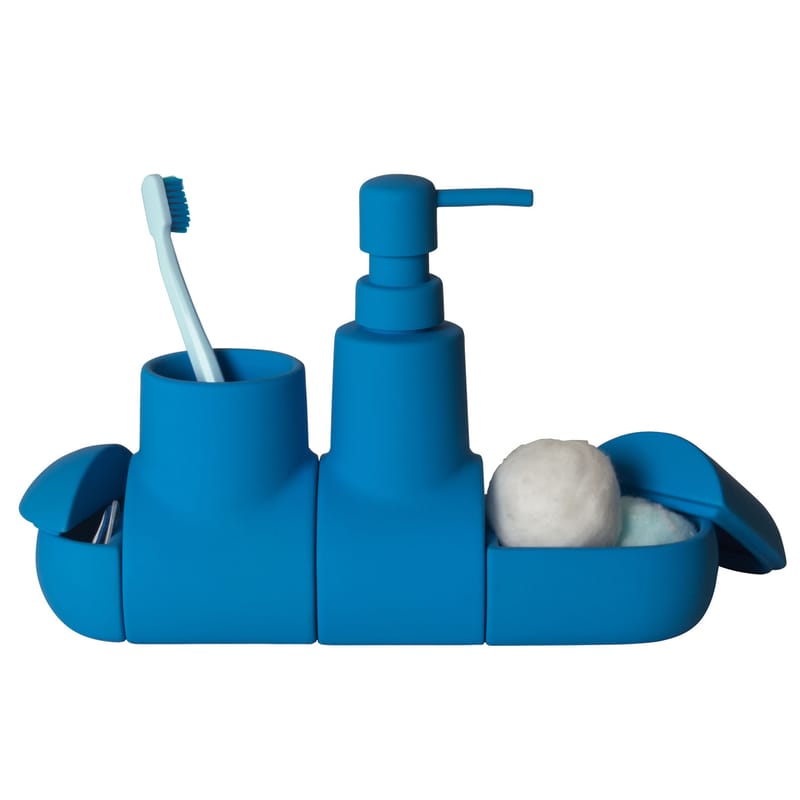 Accessoires - Accessoires salle de bains - Set accessoires salle de bain Submarine céramique bleu / Pour salle de bains - Seletti - Bleu - Gomme, Porcelaine