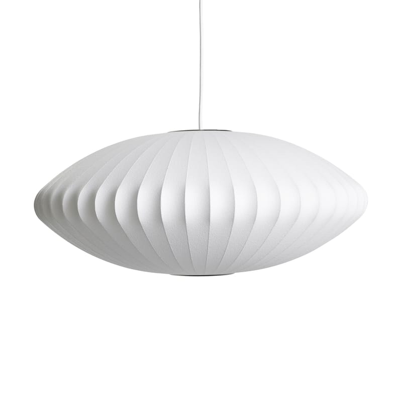 Illuminazione - Lampadari - Sospensione Bubble Saucer materiale plastico tessuto bianco / Medium - Motivi verticali - Hay - Ø 63 cm / Bianco sporco - Acciaio