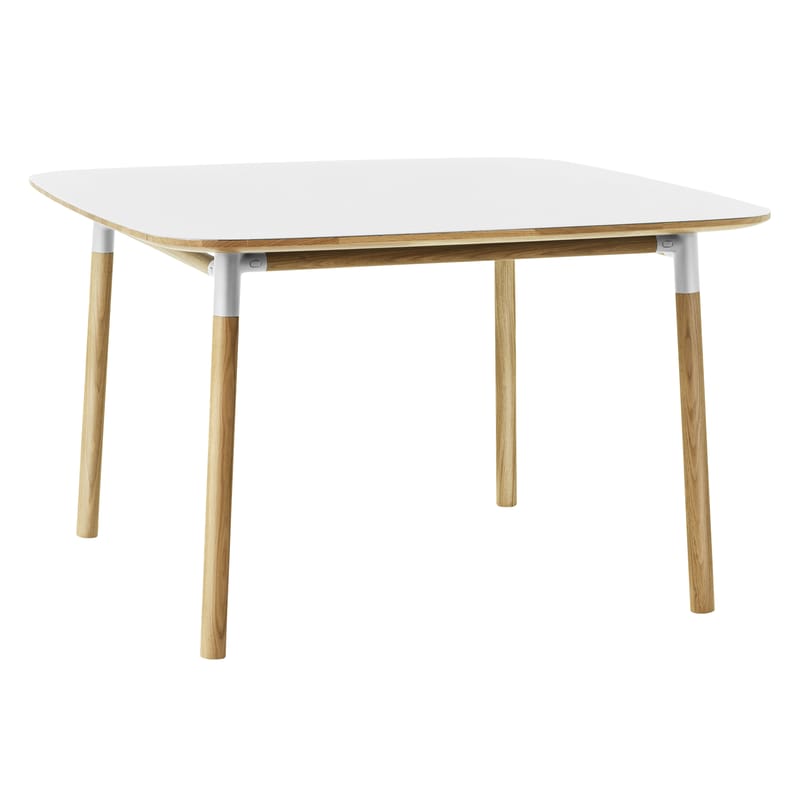 Mobilier - Tables - Table carrée Form plastique blanc bois naturel / 120 x 120 cm - Normann Copenhagen - Blanc / chêne - Chêne, Linoléum, Polypropylène