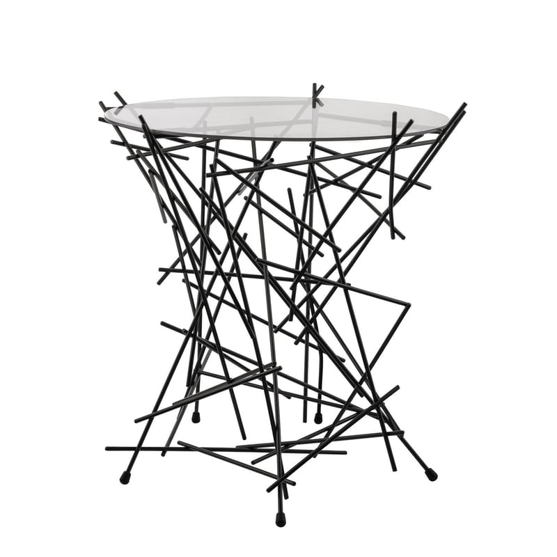 Mobilier - Tables basses - Table d\'appoint Blow up métal verre noir / Fratelli Campana, 2004 - Ø 45 x H 44 cm - Alessi - Noir - Acier, Verre trempé