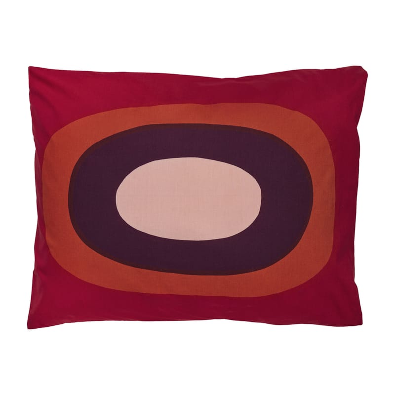 Linge de maison - Linge de lit - Taie d\'oreiller 50 x 70 cm Melooni tissu multicolore / Coton - Marimekko - Taie d\'oreiller / Rouge - Coton