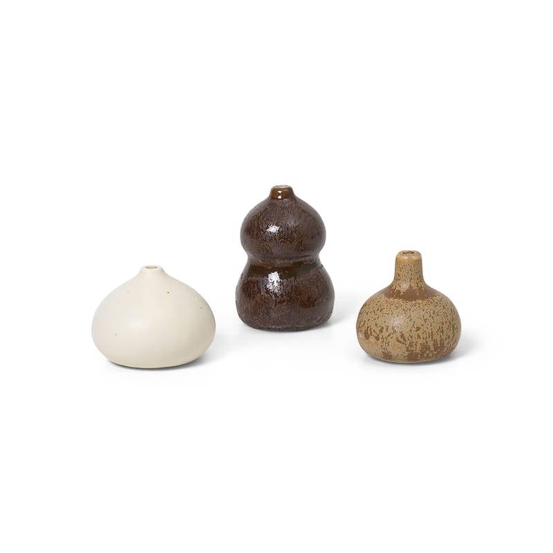 Interni - Vasi - Vaso Komo ceramica multicolore / Set di 3 mini vasi - Ferm Living - toni caldi - Ceramica