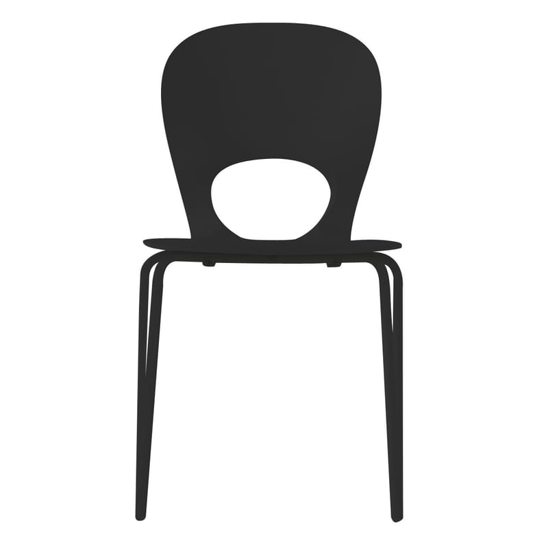 Mobilier - Chaises, fauteuils de salle à manger - Chaise empilable Pikaia plastique noir - Kristalia - Noir - Acier verni, Polyuréthane