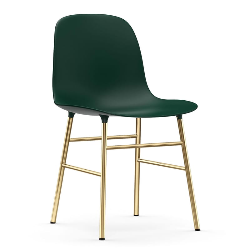 Mobilier - Chaises, fauteuils de salle à manger - Chaise Form plastique vert or / Pied laiton - Normann Copenhagen - Vert / Laiton - Acier plaqué laiton, Polypropylène