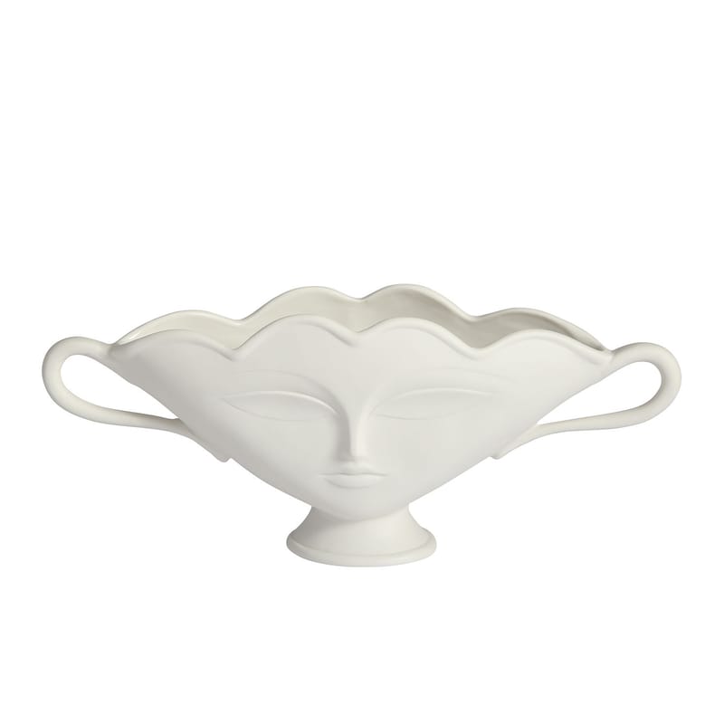 Décoration - Vases - Coupe Giuliette small céramique blanc / Vase - Visages en relief - Jonathan Adler - Blanc - Porcelaine
