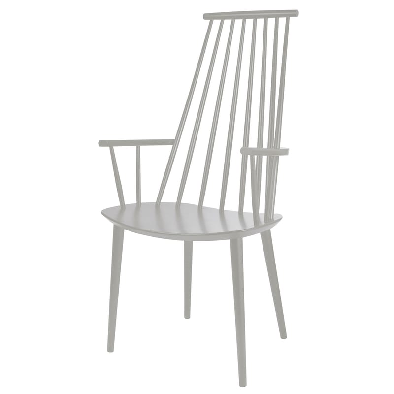 Mobilier - Chaises, fauteuils de salle à manger - Fauteuil J110 - Hay - Gris clair - Hêtre laqué