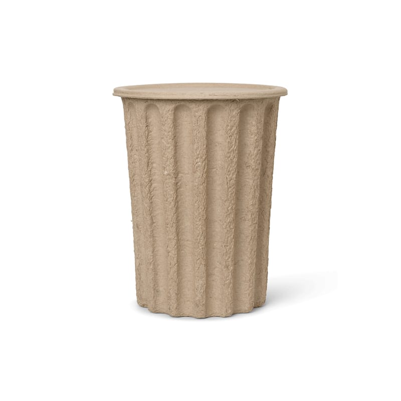 Décoration - Poubelles - Panier Paper papier beige / Couvercle - Pâte à papier 100% recyclée et biodégradable - Ferm Living - Beige-marron - Pâte à papier