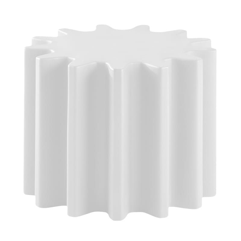 Mobilier - Tables basses - Table basse Gear plastique blanc / Pouf - Ø 55 x H 43 cm - Slide - Blanc - polyéthène recyclable