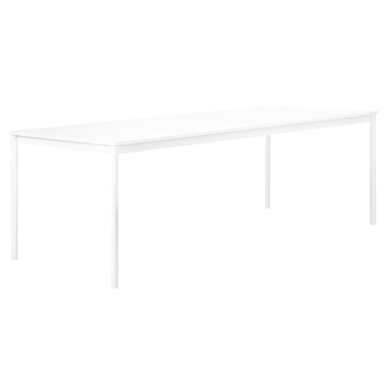 Mobilier - Bureaux - Table rectangulaire Base bois blanc /250 x 90 cm - Muuto - Blanc / Plateau : bord blanc - ABS, Aluminium extrudé, Stratifié
