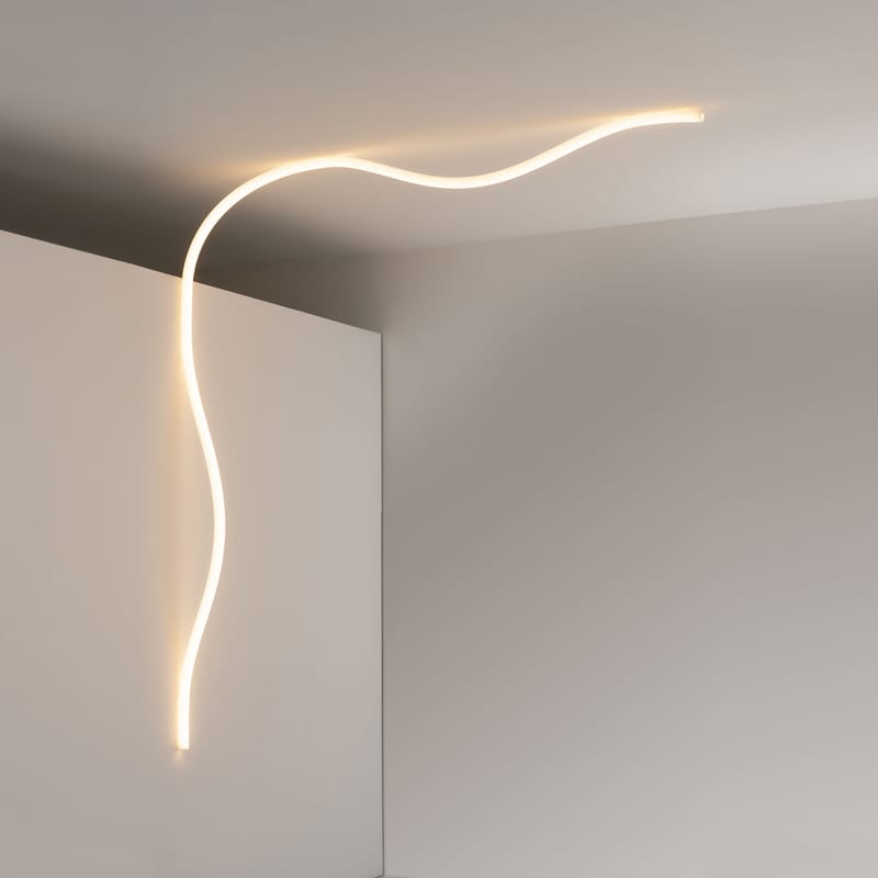 Luminaire - Lampadaires - Applique d\'extérieur La linea LED / Tube flexible silicone - L 250 cm - Artemide - L 250 cm / Blanc - Silicone
