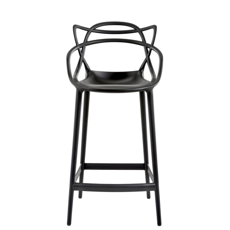 Mobilier - Tabourets de bar - Chaise de bar Masters noir / Philippe Starck, 2013 - H 65 cm - Kartell - Noir - Technopolymère thermoplastique recyclé