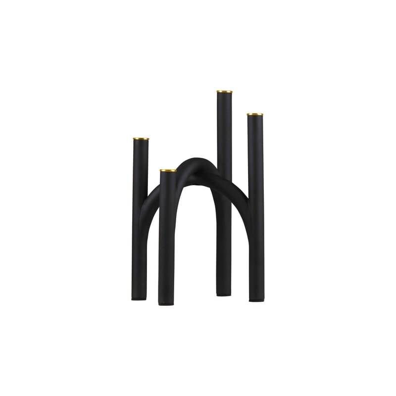 Chandelier Angui métal noir / 22 x 22 x H 34 cm - AYTM - H 34 cm / Noir & or - Fer
