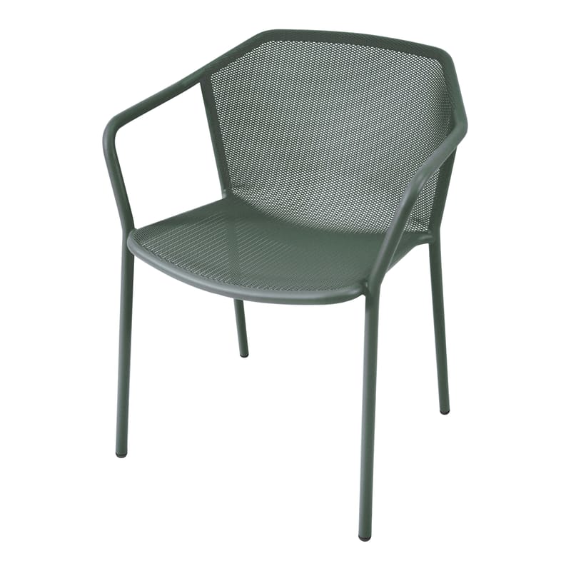 Mobilier - Chaises, fauteuils de salle à manger - Fauteuil bridge Darwin métal vert / Empilable - Emu - Vert foncé - Acier verni