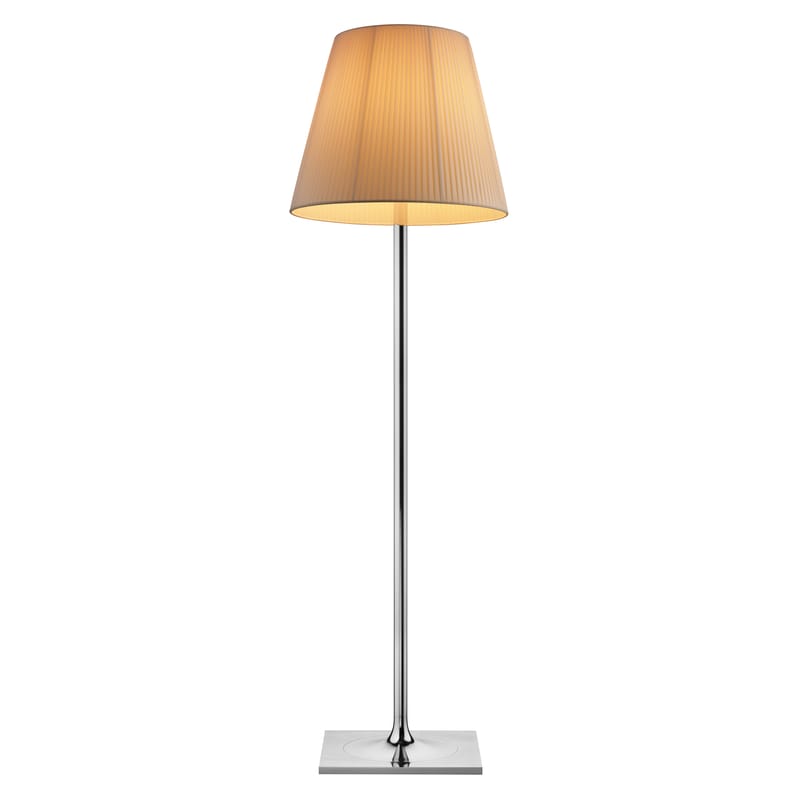 Lighting - Floor lamps - K Tribe F3 Soft Floor lamp metal textile yellow beige H 183 cm - Flos - Fabric - Fabric, Polished aluminium