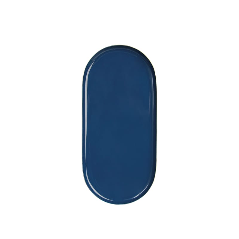 Table et cuisine - Plateaux et plats de service - Plateau Metal Oval métal bleu / 24 x 11 cm - & klevering - Ovale / Bleu - Métal