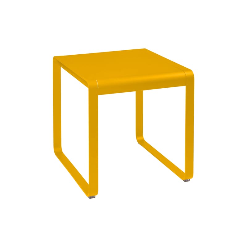 Jardin - Tables de jardin - Table carrée Bellevie métal jaune / 74 x 80 cm - Fermob - Miel texturé - Aluminium