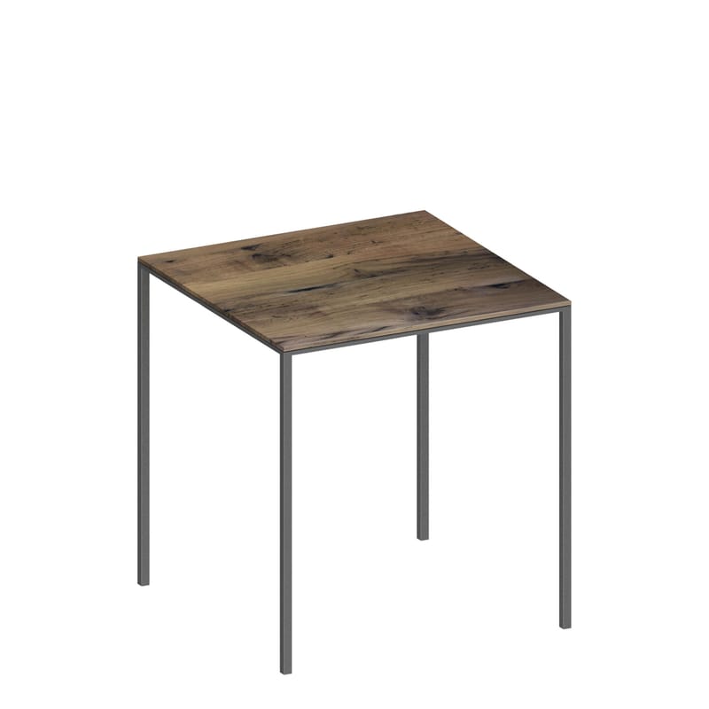 Mobilier - Tables - Table carrée Mini Tavolo bois naturel /  99 x 99 cm - Zeus - Gris / Rouvre massif - Acier peint époxy, Bois de rouvre massif