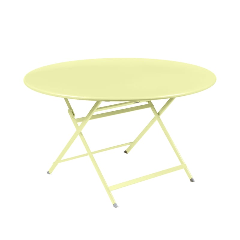 Jardin - Tables de jardin - Table pliante Caractère métal jaune / Ø 128 cm / 7 personnes - Fermob - Citron givré - Acier peint