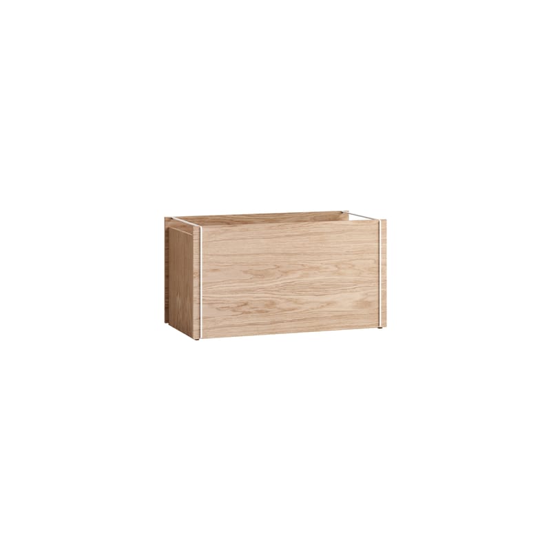 Décoration - Pour les enfants - Coffre Storage Box bois naturel / 60 x 31 x H 33 cm - MOEBE - Boîte / Chêne & blanc - Acier, Contreplaqué de chêne