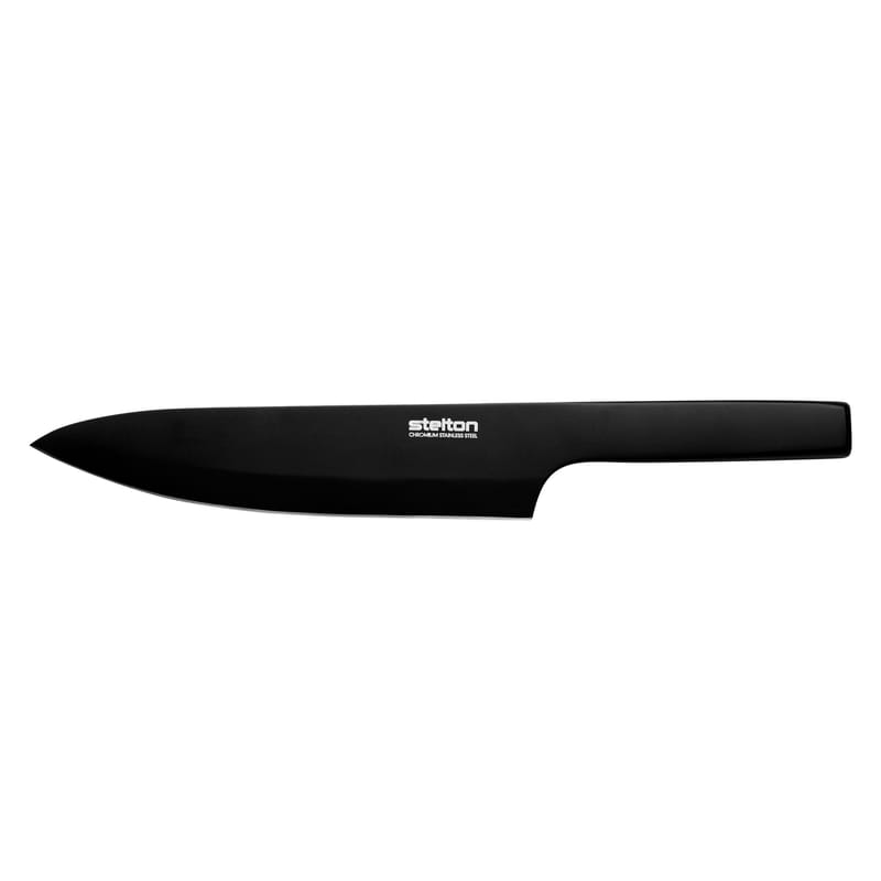 Table et cuisine - Couteaux et planches à découper - Couteau de cuisine Pure Black métal noir / L 34,3 cm - Stelton - Noir - Acier chromé