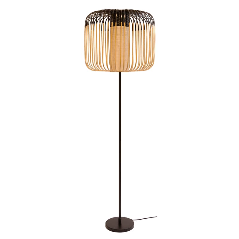 Lighting - Floor lamps - Bamboo Light Floor lamp black natural wood / H 150 cm - Forestier - Black / Natural - Metal, Natural bamboo