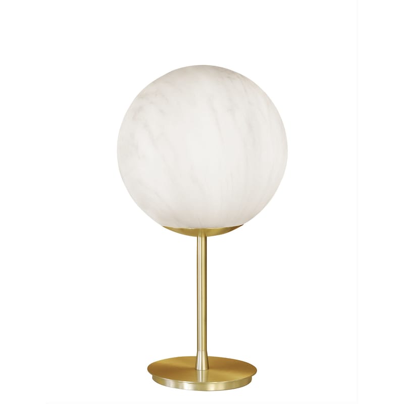 Luminaire - Lampes de table - Lampe à poser Mineral plastique blanc / Plastique effet marbre - Ø 40 x H 75 cm - Slide - Gris / Laiton - Laiton, Polyéthylène recyclable