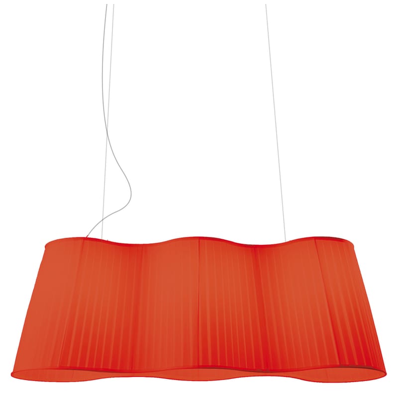 Lighting - Pendant Lighting - La Suspension Pendant textile red L 124 cm - Dix Heures Dix - Red - Polyester fabric, Steel wire
