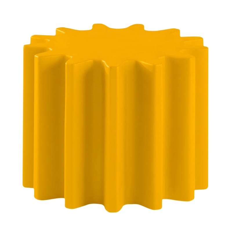 Mobilier - Tables basses - Table basse Gear plastique jaune / Pouf - Ø 55 x H 43 cm - Slide - Jaune - polyéthène recyclable