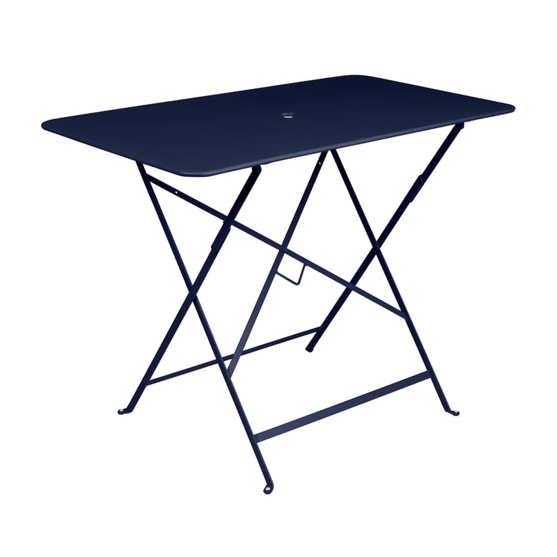 Jardin - Tables de jardin - Table pliante Bistro métal bleu / 97 x 57 cm - 4 personnes - Trou parasol - Fermob - Bleu Abysse - Acier peint