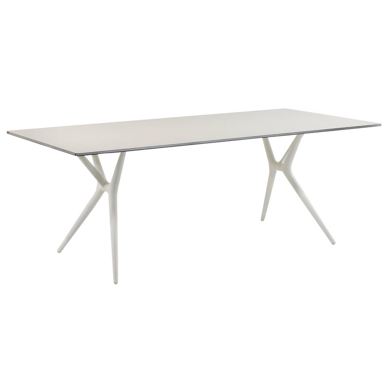 Mobilier - Mobilier Ados - Table pliante Spoon  / Bureau - 200 x 90 cm / Aluminium finition laminé - Kartell - Plateau blanc / pieds blancs - Aluminium finition laminé, Technopolymère