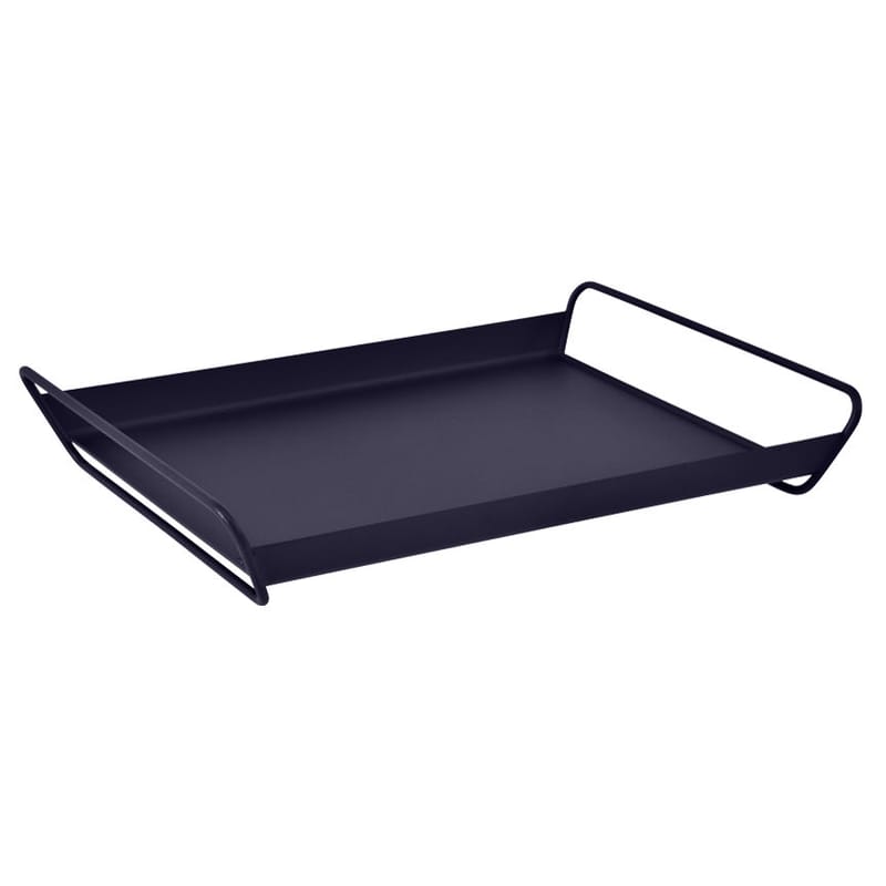 Tisch und Küche - Tabletts und Servierplatten - Tablett Alto metall blau / Stahl - 53 x H 38,5 cm - Fermob - Abyssblau - Stahl, verzinkt