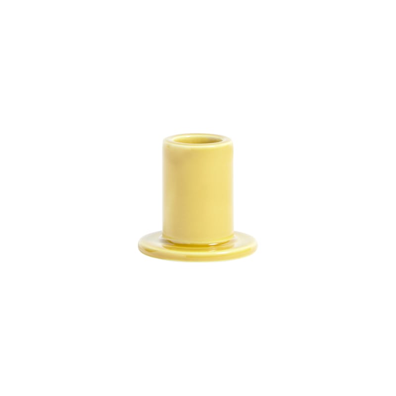 Decoration - Candles & Candle Holders - Tube Small Candle stick ceramic yellow / H 5 cm - Ceramic - Hay - Yellow - Earthenware