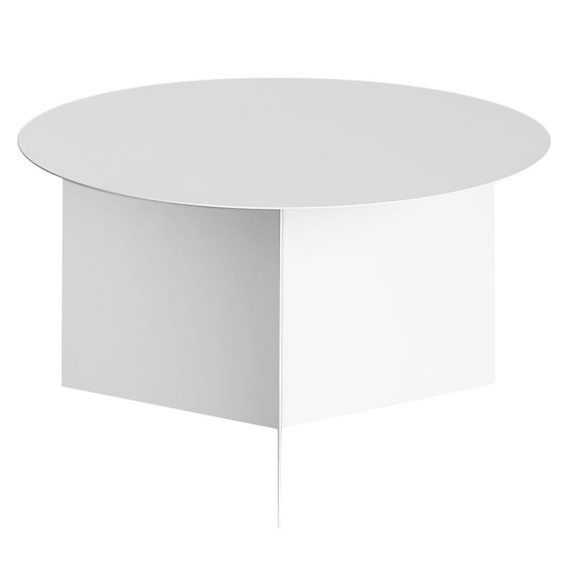 Furniture - Coffee Tables - Slit Metal XL Coffee table metal white Ø 65 X H 35.5 cm - Hay -  - Epoxy lacquered steel