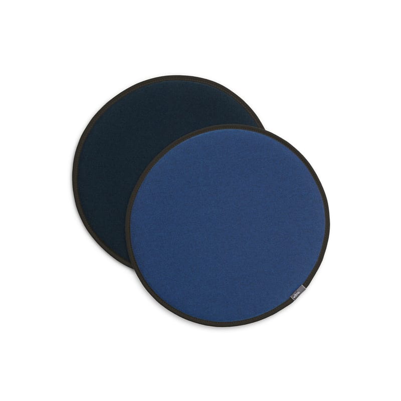 Décoration - Coussins - Coussin d\'assise Seat Dots tissu bleu / Ø 38 cm - Réversible - Vitra - Bleu / Bleu foncé - Mousse, Tissu