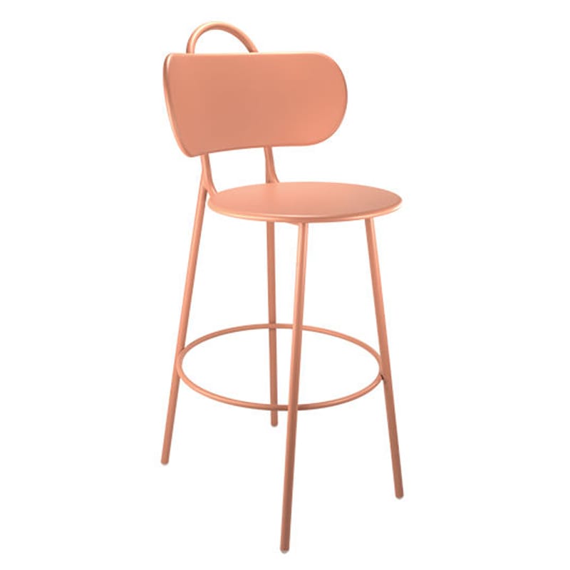 Möbel - Barhocker - Hochstuhl Swim metall rosa - Bibelo - Zuckerwatte-Rosa - Epoxid-lackierter Stahl