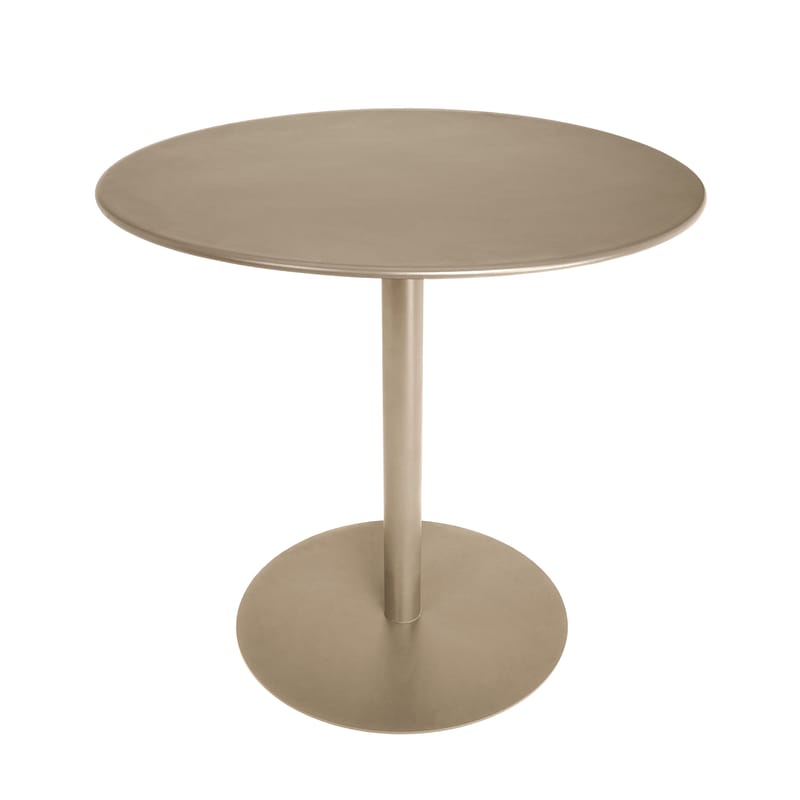 Outdoor - Garden Tables - XS Round table metal brown grey beige Ø 80 cm - Fatboy - Taupe - Galvanized metal