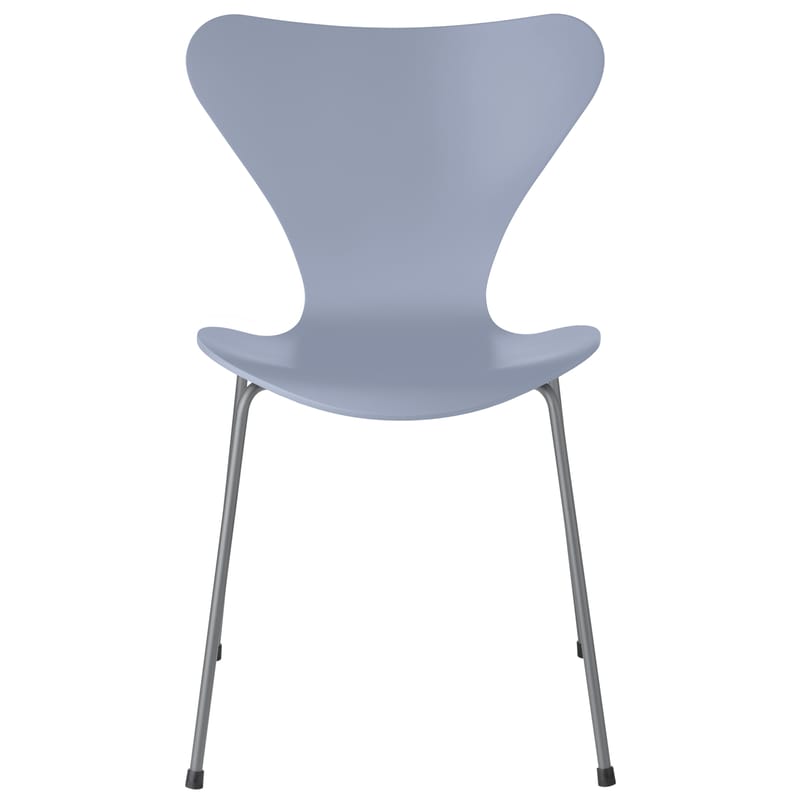 Furniture - Chairs - Série 7 Stacking chair wood blue / Tinted ash - Fritz Hansen - Lavender Blue / Chrome legs - Chromed steel, Plywood: tinted ash
