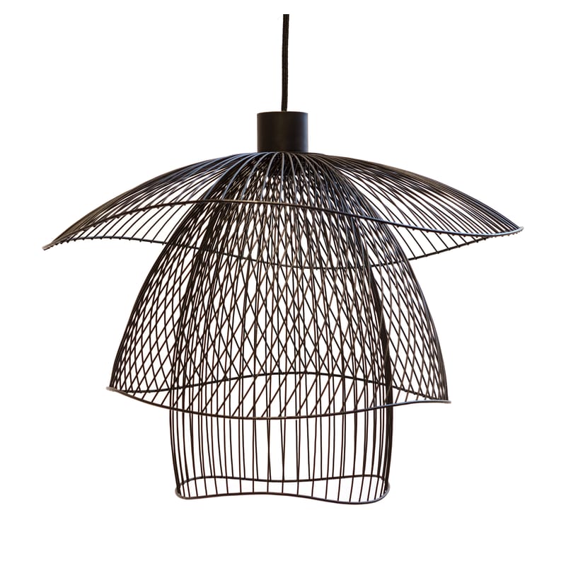 Luminaire - Suspensions - Suspension Papillon Small métal noir / Ø 56 cm - Forestier - Noir - Acier thermolaqué