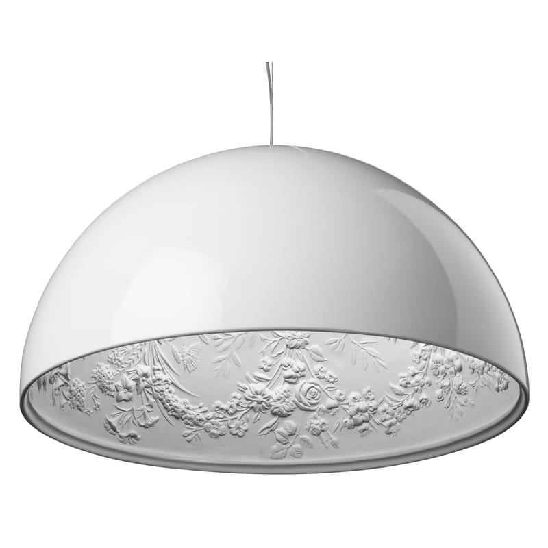 Luminaire - Suspensions - Suspension Skygarden 2 métal pierre blanc / Ø 90 cm - Halogène - Flos - Blanc brillant - Aluminium, Plâtre
