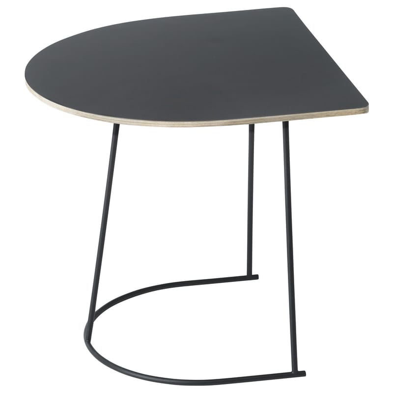 Mobilier - Tables basses - Table d\'appoint Airy Half métal bois noir / 44 x 39 cm - Muuto - Noir / Pied noir - Acier peint, Contreplaqué, Stratifié